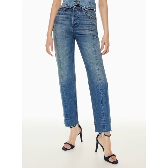 ARITZIA DENIM FORUM Arlo Hi Rise Seam Straight Jeans Womens 28 Medium Wash Blue - Picture 2 of 16
